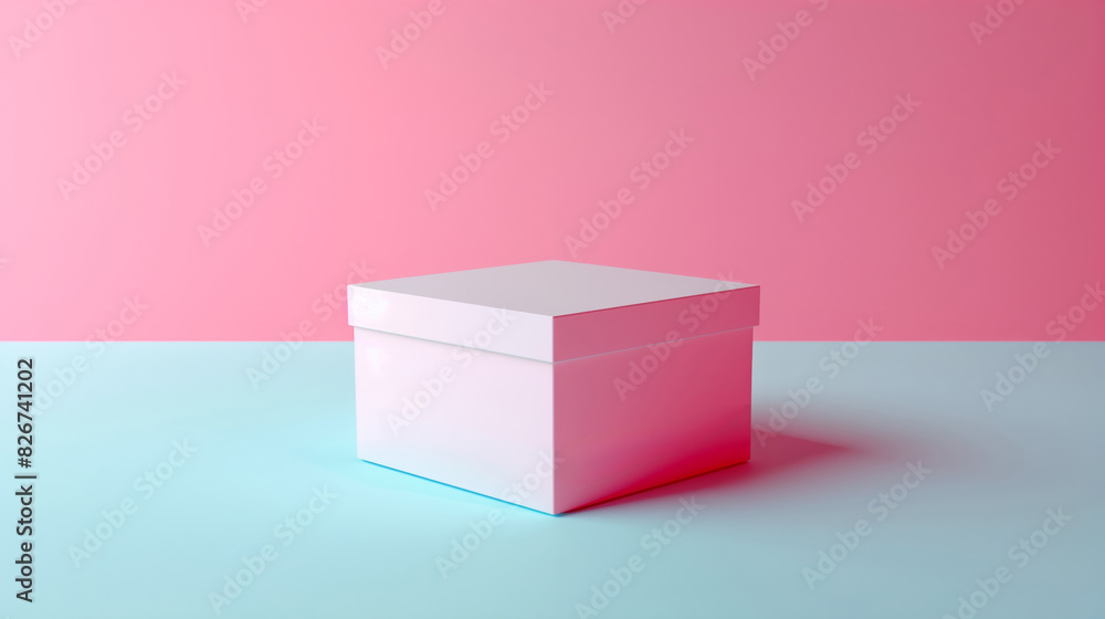 Mockup of Simple Packaging Box on a Soft Pastel Gradient Backdrop