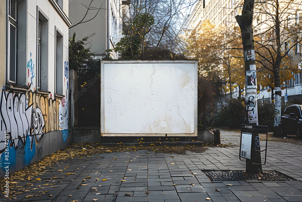 mockup of a square outdoor advertising on a wall in berlin kreuzberg