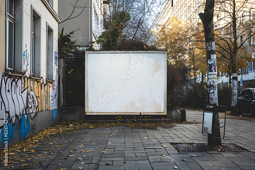 Obraz na płótnie mockup of a square outdoor advertising on a wall in berlin kreuzberg w salonie