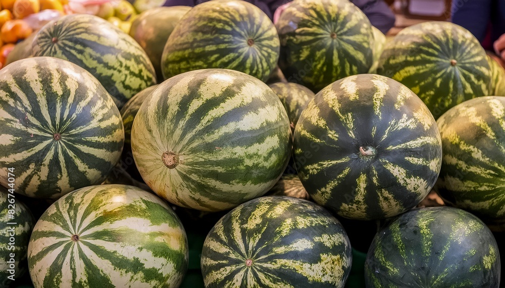 Fresh Watermelons Displayed at Market Fresh Watermelons Displayed at Market