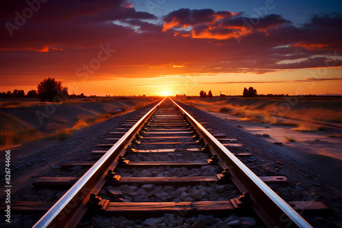 railway track in the sunset 