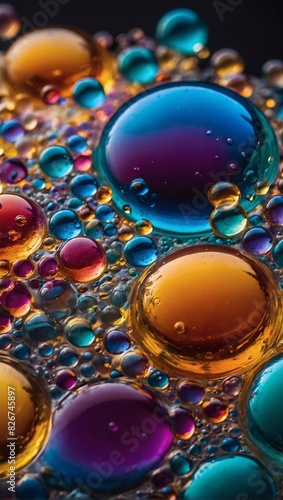 Vivid Color Palette, Abstract Texture Evoking the Shimmer of Soap Bubbles