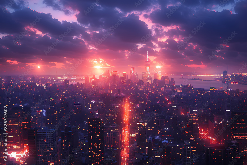 Drone View: Cityscapes & Skylines in Twilight Hour Drone View: Cityscapes & Skylines in Twilight Hour
