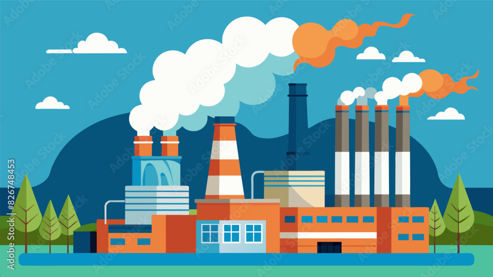 The steady hum of turbines is only punctuated by the occasional loud blast of steam as the thermal power station operates at full capacity to meet the. Vector illustration