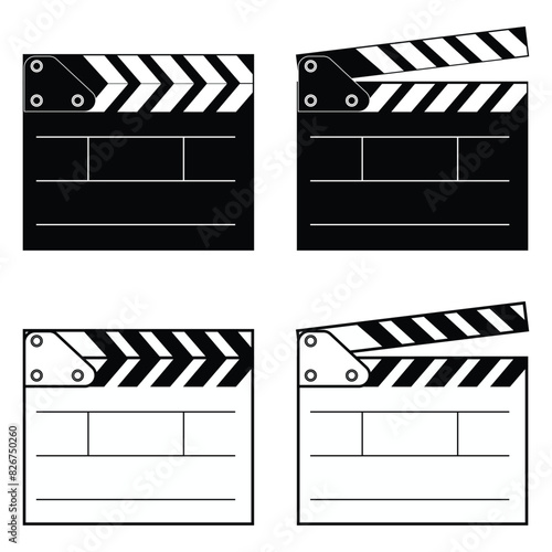 Movie clapper board illustration. Clapper board icon symbol