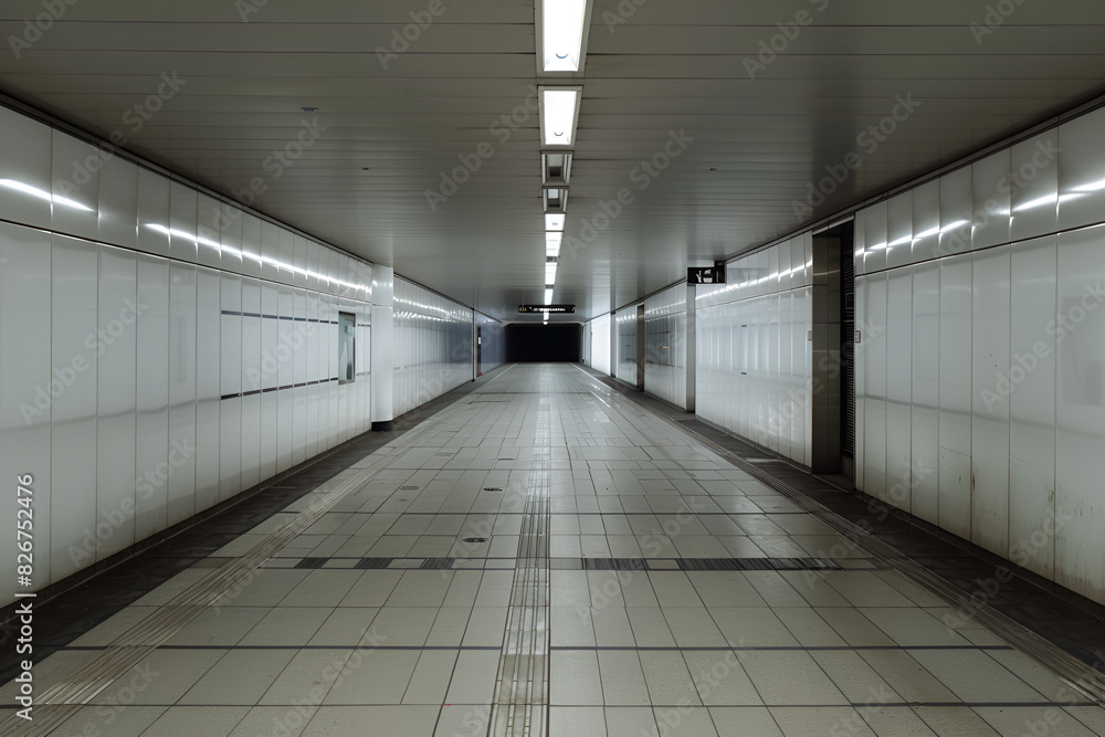 Obraz premium Subway tunnel entrance corridor with no people in it
