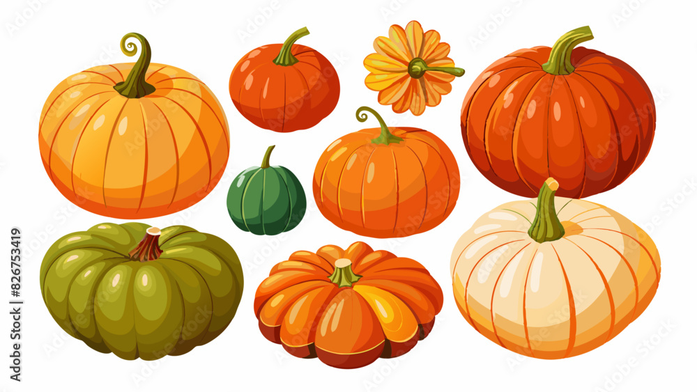 Vector Set Of pumpkins In Different Style, Collection Of Pumpkins Vector Set Of pumpkins In Different Style, Collection Of Pumpkins