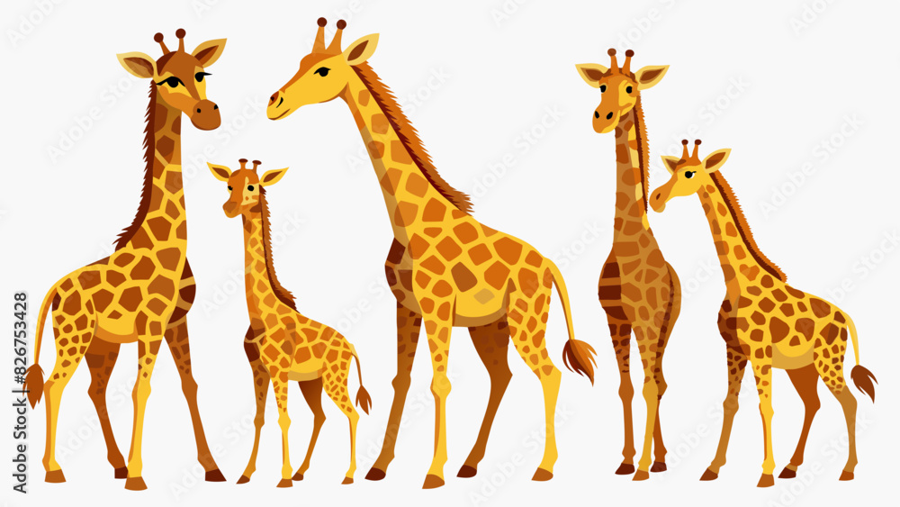Obraz premium Giraffe Vector Set, In Different Poses Like Sitting And Standing, Collection Of Giraffe , Animal Vector 