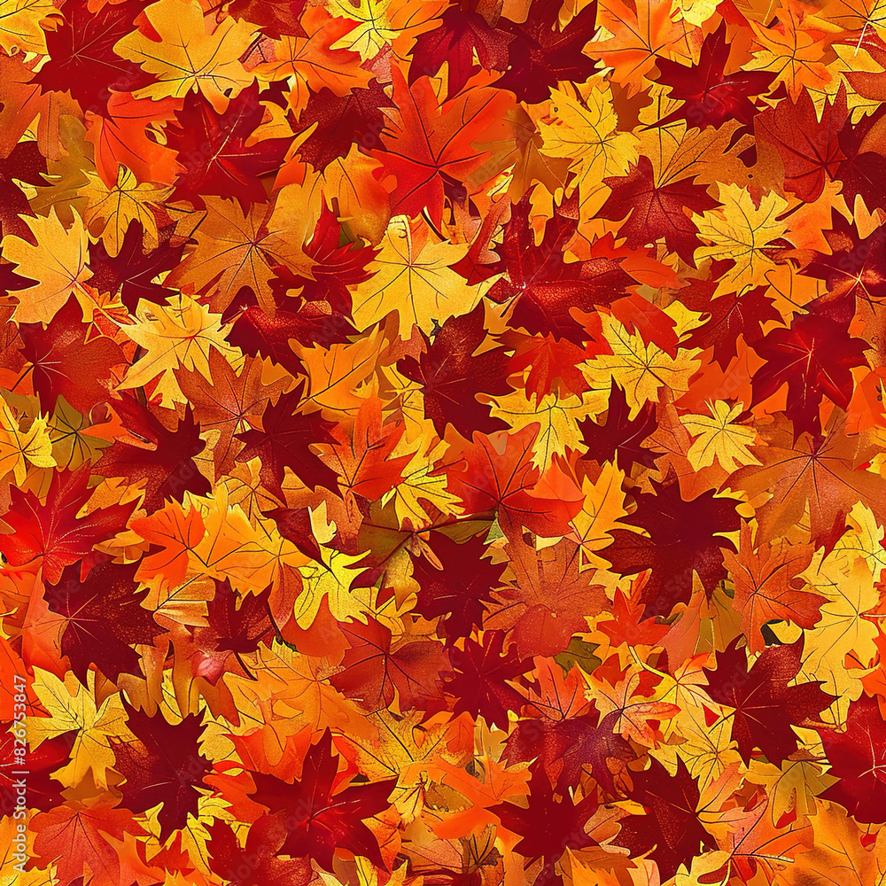 A dense collection of vivid autumn leaves in shades of red, orange, yellow, and brown densely packed together, filling the entire frame with their overlapping forms. The leaves exhibit a variety of sh A dense collection of vivid autumn leaves in shades of red, orange, yellow, and brown densely packed together, filling the entire frame with their overlapping forms. The leaves exhibit a variety of sh