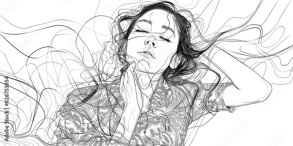 Fototapeta premium Creative Black and White Female Illustration