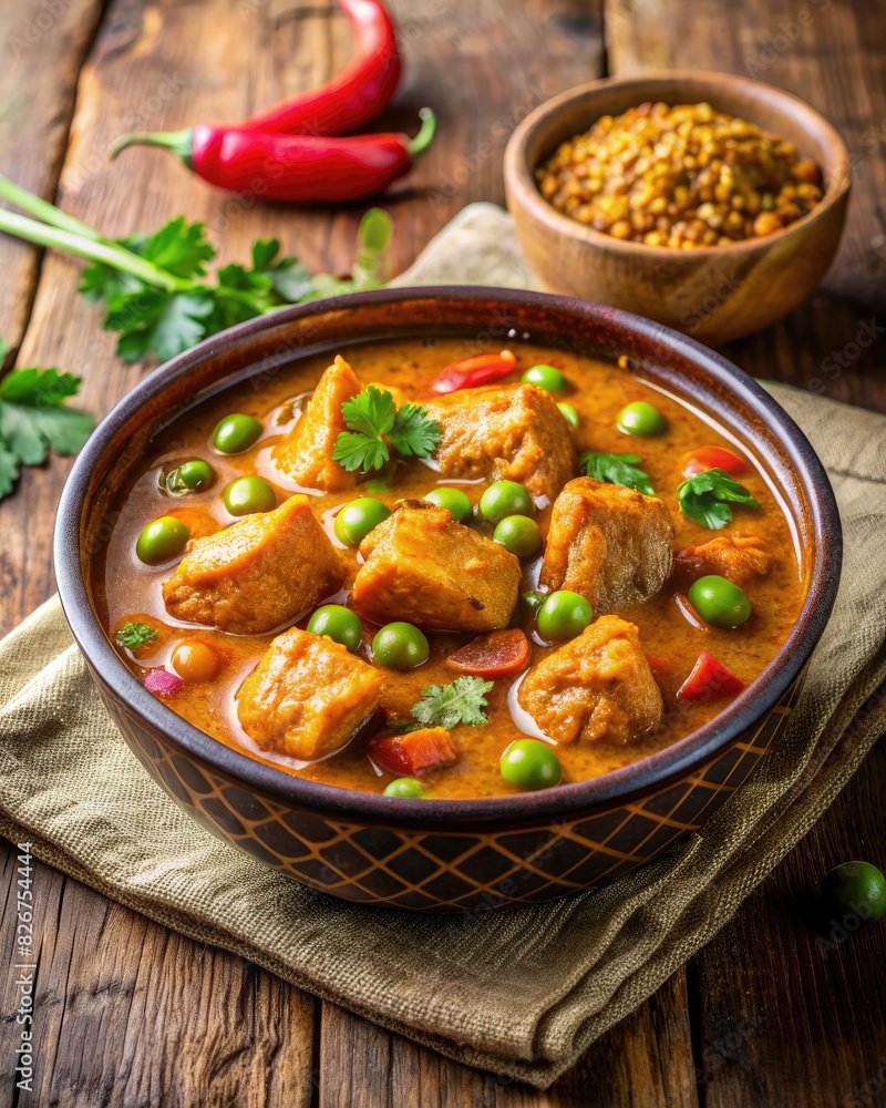 Delicious Chicken Curry with Steamed Rice and Peas Delicious Chicken Curry with Steamed Rice and Peas