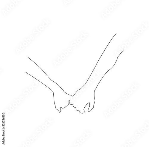 Pinky promise finger line art style vector illustration