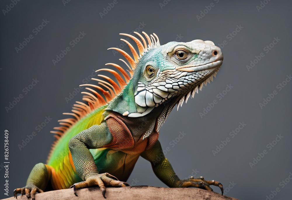 Obraz premium full body of colorful iguana, isolated white background 