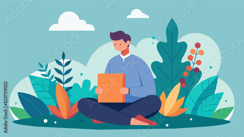 A peaceful scene of a pastor sitting in a serene garden notebook and Bible in hand as they seek inspiration for their sermon amidst nature.. Vector illustration