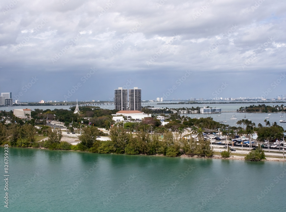 Miami city view in a cloudy day,from the Port of Miami Miami city view in a cloudy day,from the Port of Miami