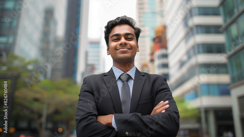 Optimistic Indian Businessman in Modern Urban Setting