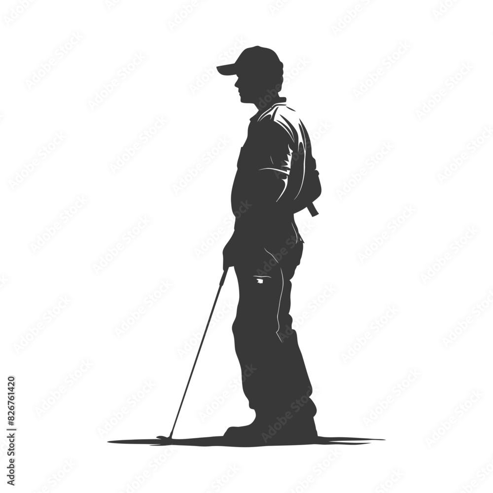 Silhouette zookeeper in action full body black color only