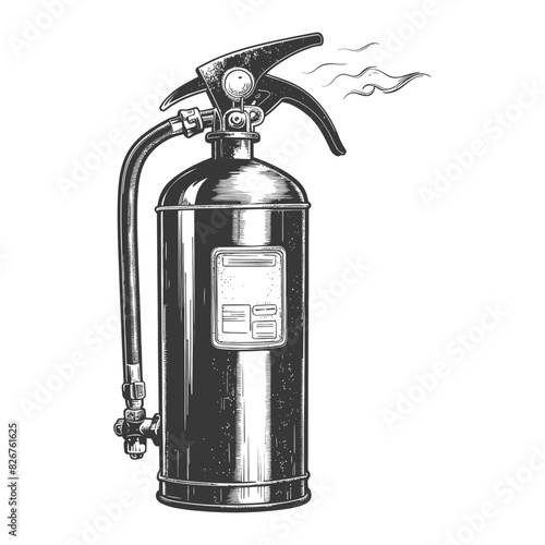 Fire Extinguisher full with engraving style black color only