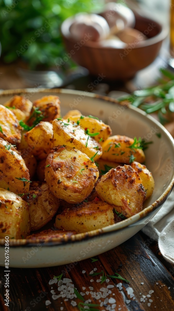 White Bowl Filled With Potatoes on Wooden Table White Bowl Filled With Potatoes on Wooden Table