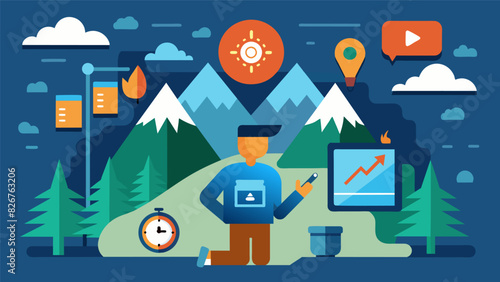 A virtual wilderness survival challenge where you must use your wits and physical abilities to navigate through a digitallycreated outdoor setting.. Vector illustration