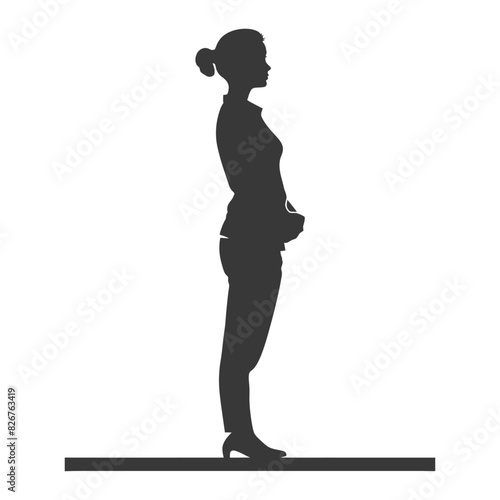 Silhouette receptionist in action full body black color only