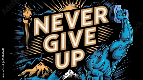 never give up (Motivational Quotes- Illustration-typography)