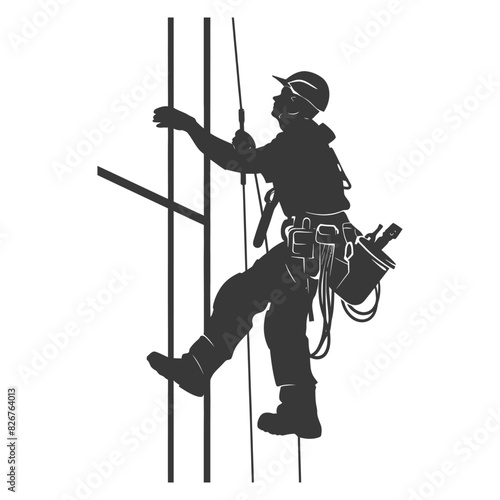 Silhouette Skyscraper window cleaner in action black color only