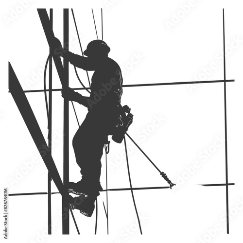 Silhouette Skyscraper window cleaner in action black color only