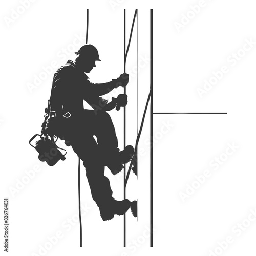 Silhouette Skyscraper window cleaner in action black color only