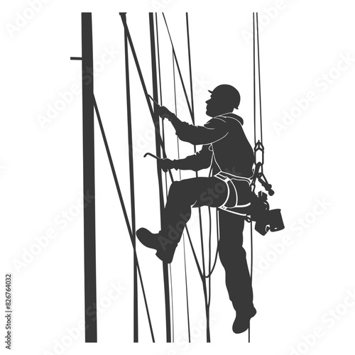 Silhouette Skyscraper window cleaner in action black color only