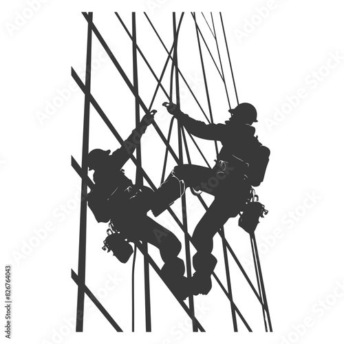Silhouette Skyscraper window cleaner in action black color only