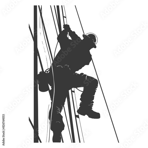 Silhouette Skyscraper window cleaner in action black color only