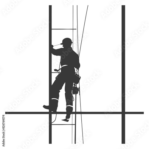 Silhouette Skyscraper window cleaner in action black color only