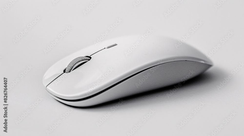 White wireless mouse on white background. Minimalistic image of a white wireless mouse on a white background, ideal for technology or office-related themes. White wireless mouse on white background. Minimalistic image of a white wireless mouse on a white background, ideal for technology or office-related themes.