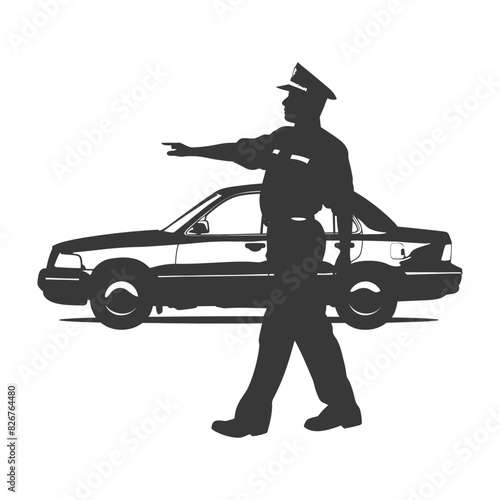 Silhouette taxi driver in action full body black color only