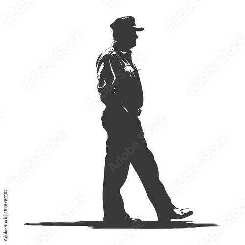 Silhouette taxi driver in action full body black color only