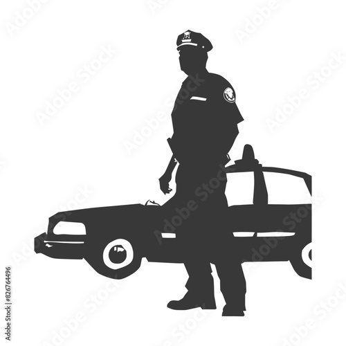 Silhouette taxi driver in action full body black color only