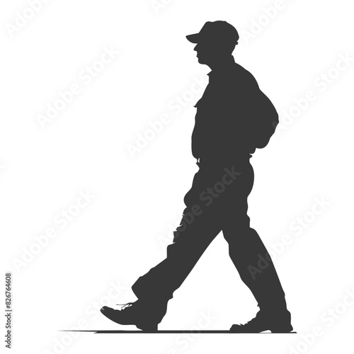 Silhouette taxi driver in action full body black color only