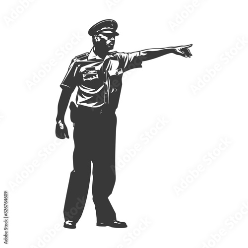 Silhouette taxi driver in action full body black color only