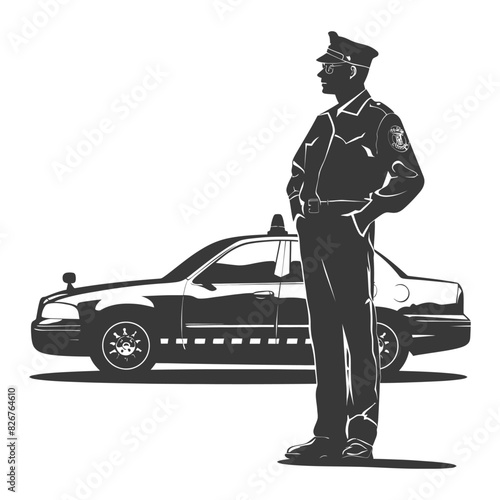 Silhouette taxi driver in action full body black color only