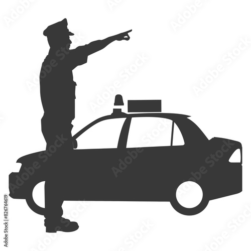 Silhouette taxi driver in action full body black color only