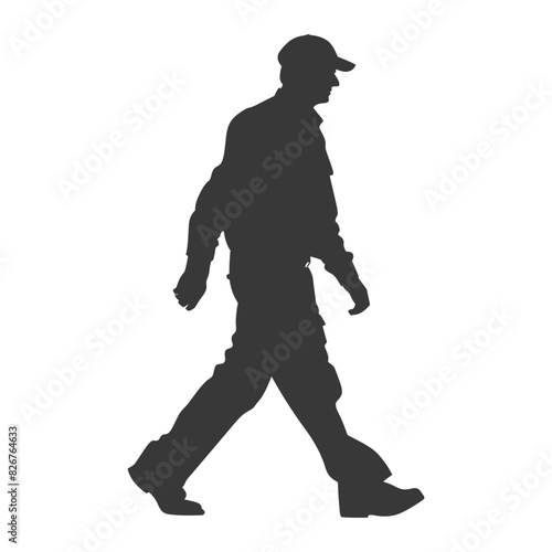 Silhouette taxi driver in action full body black color only