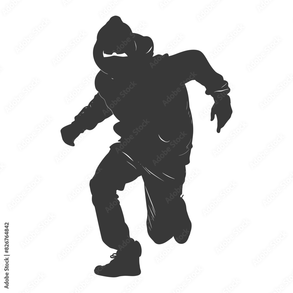 Silhouette thief in action full body black color only Silhouette thief in action full body black color only