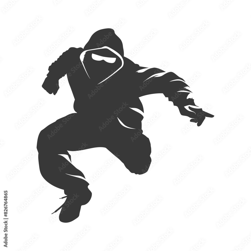 Silhouette thief in action full body black color only Silhouette thief in action full body black color only