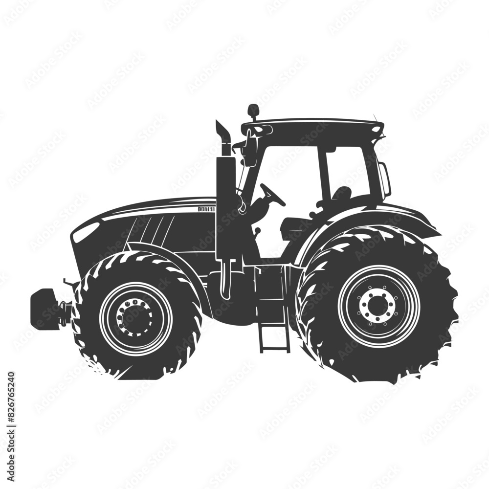 Obraz premium Silhouette tractor heavy equipment black color only