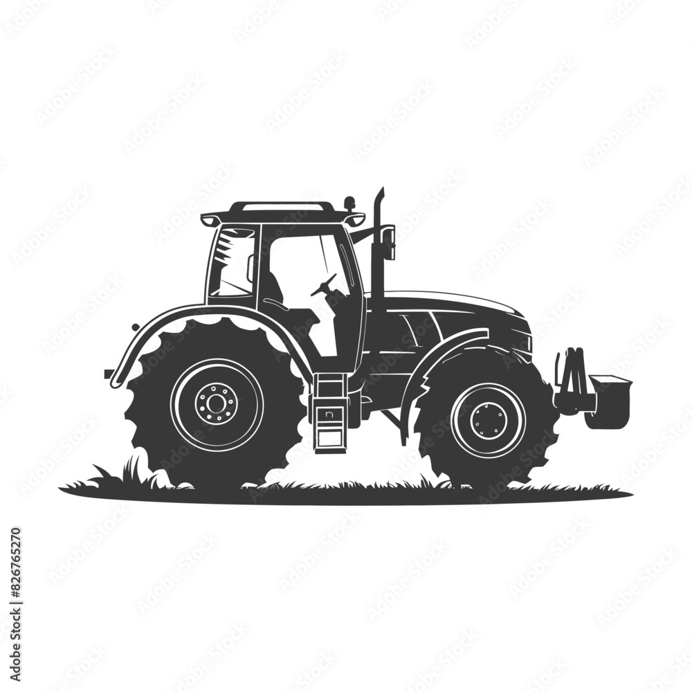 Obraz premium Silhouette tractor heavy equipment black color only