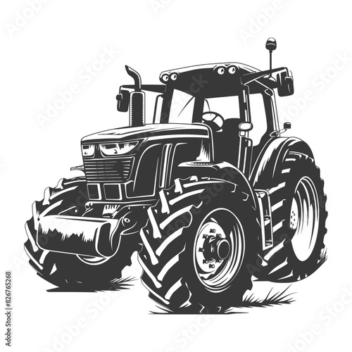 Silhouette tractor heavy equipment black color only