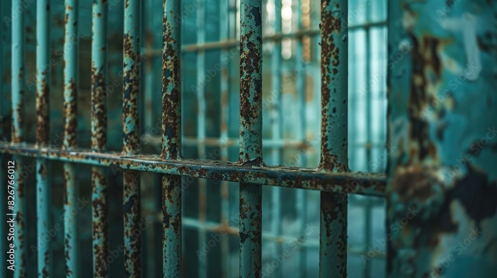 Criminal activities and aggression Metal bars in a prison cell Criminal activities and aggression Metal bars in a prison cell