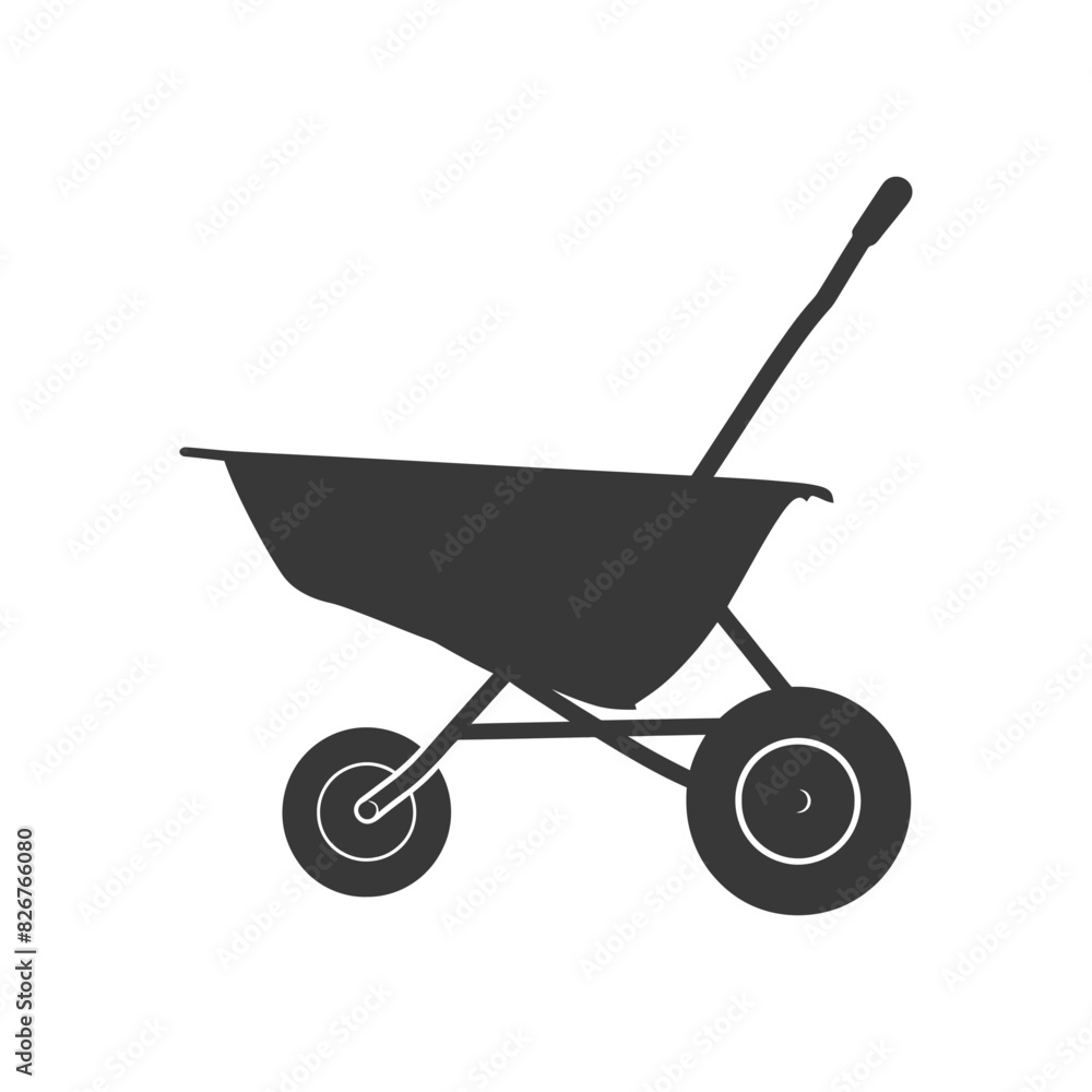 Silhouette wheelbarrow black color only Silhouette wheelbarrow black color only