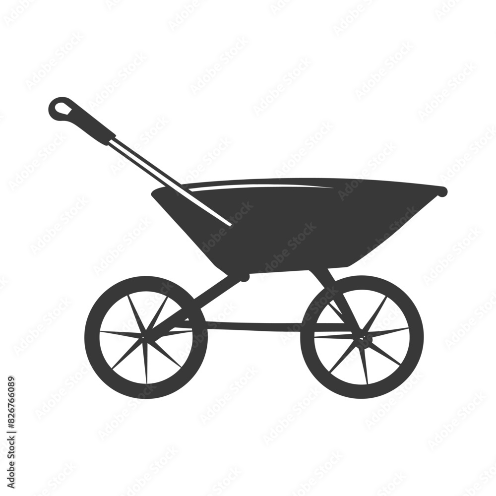 Silhouette wheelbarrow black color only Silhouette wheelbarrow black color only